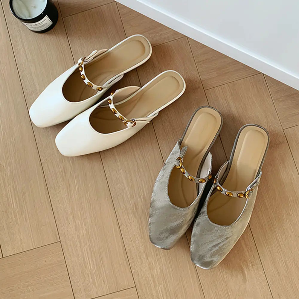 Shoezea Women’s Summer Mule Heels – Elegant Square Toe Satin Slides
