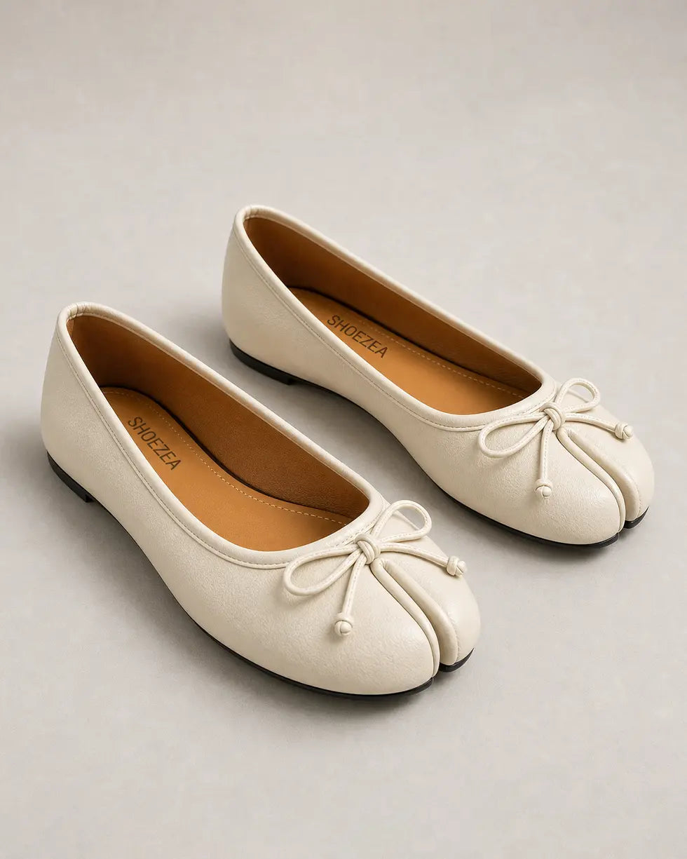 Shoezea Women’s Split-Toe Tabi Ballet Flats with Elegant Bow Detail