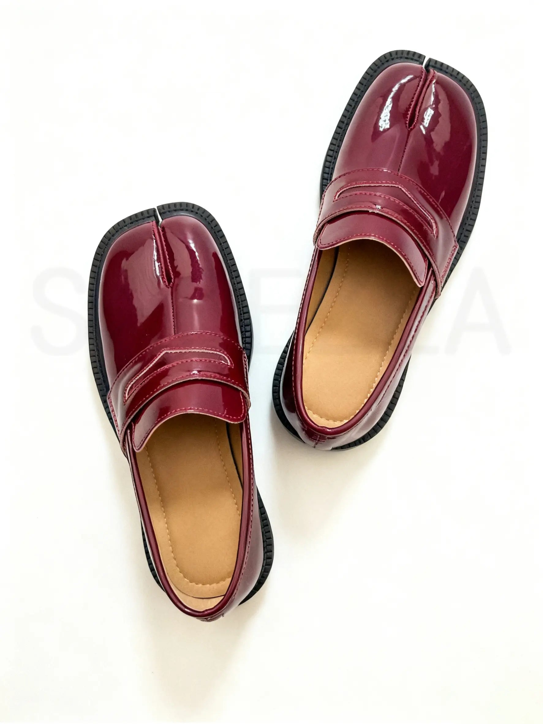 Shoezea Split-Toe Tabi Loafers with Chunky Block Heel