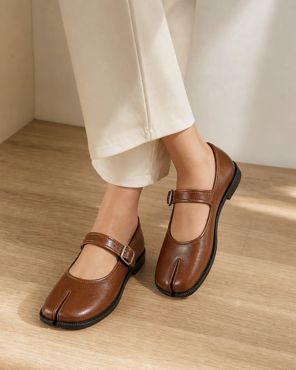 Shoezea Women’s Split-Toe Mary Jane Tabi Shoes with Adjustable Comfort Strap