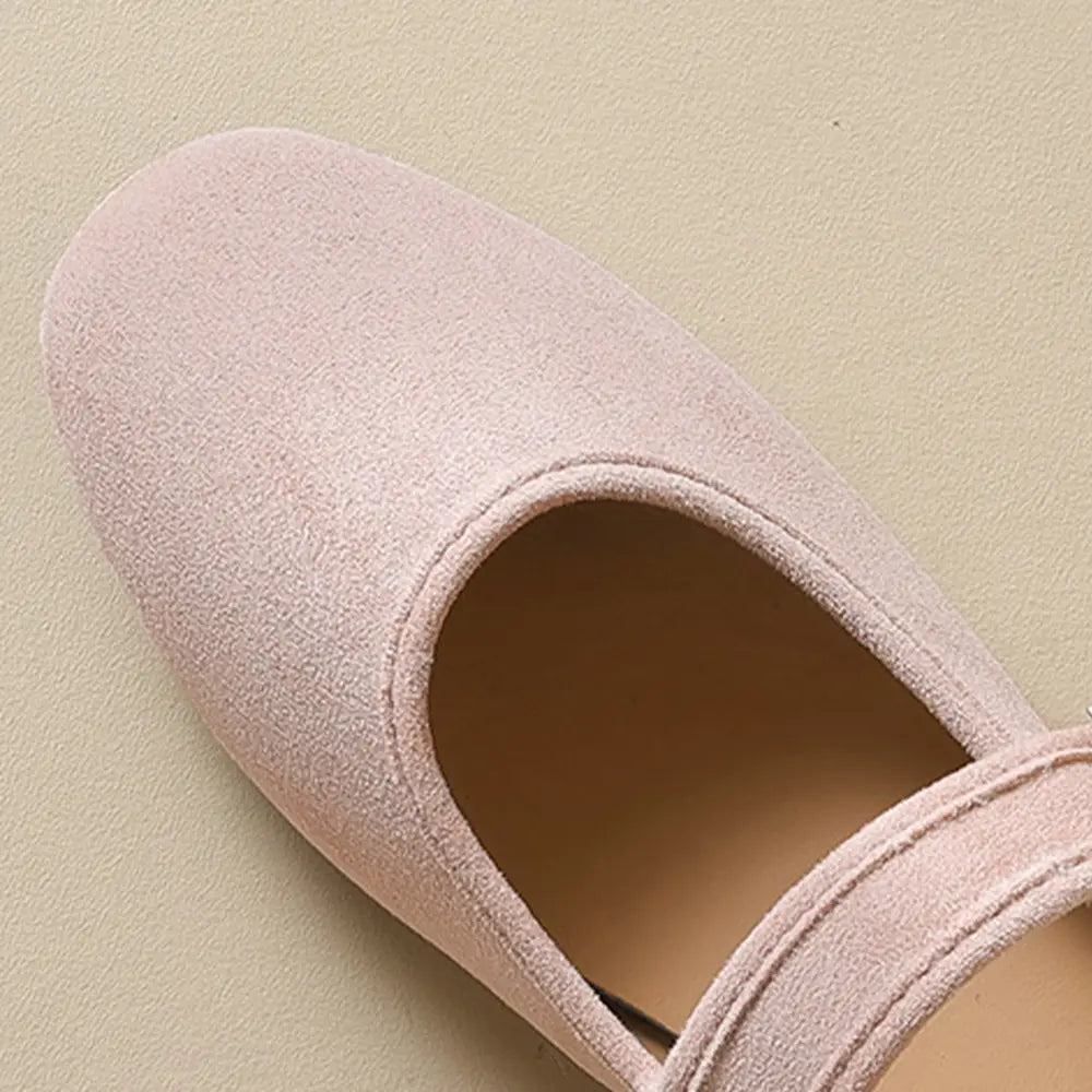 Shoezea French Mary Jane Ballet Flats – Soft Suede Round Toe Shoes