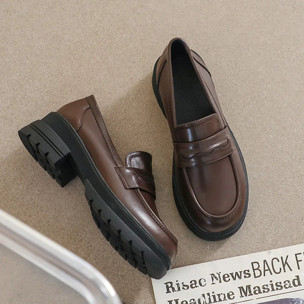 Shoezea Vintage Inspired Loafers – Soft Sole Block Heel Shoes for Women