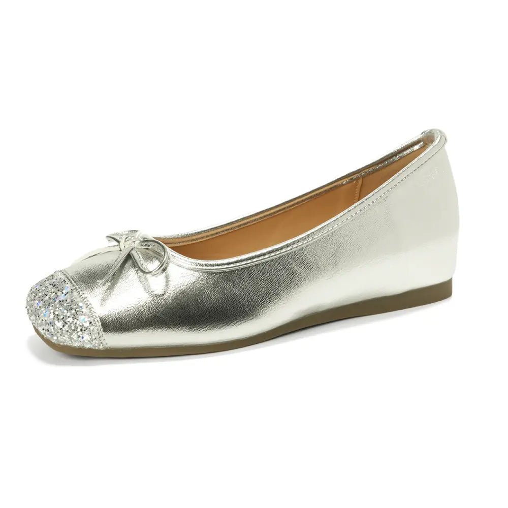 Shoezea Square Toe Ballet Flats – Women’s Hidden Heel Bow Flats