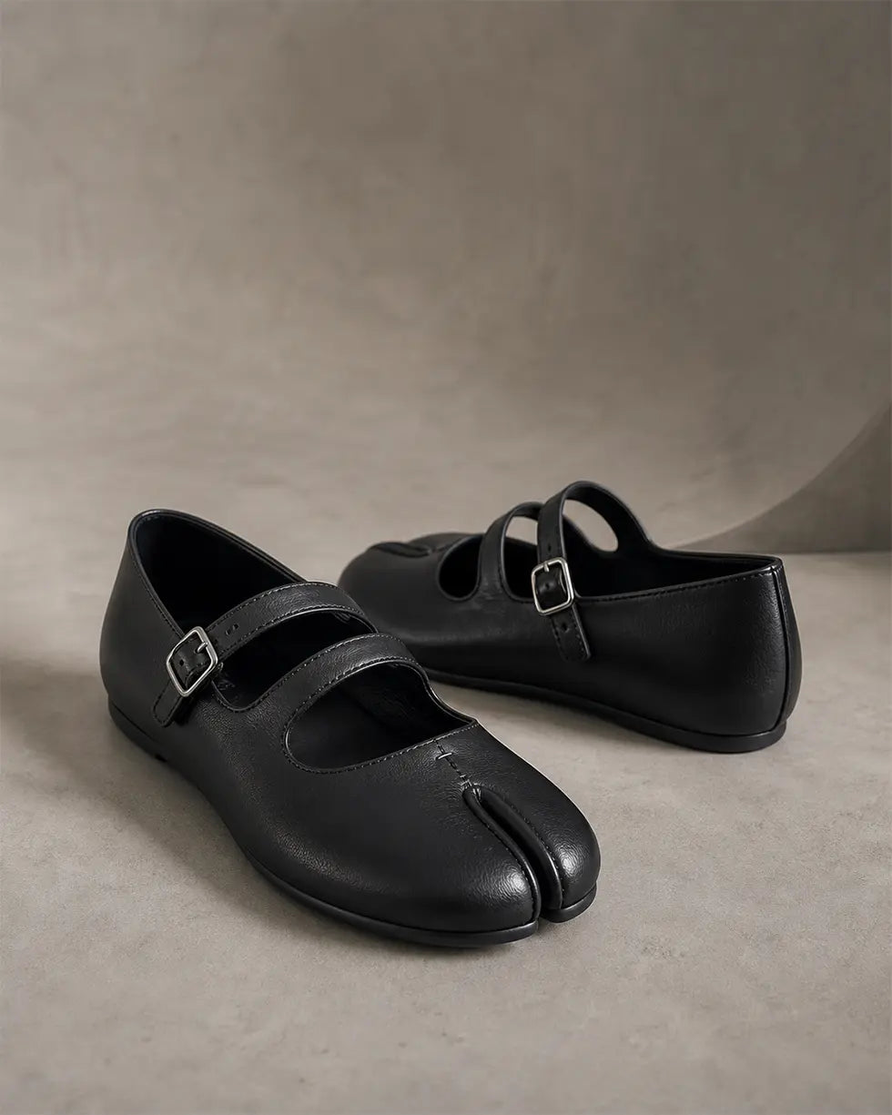 Shoezea Women’s Split-Toe Tabi Ballet Flats with Double Adjustable Straps