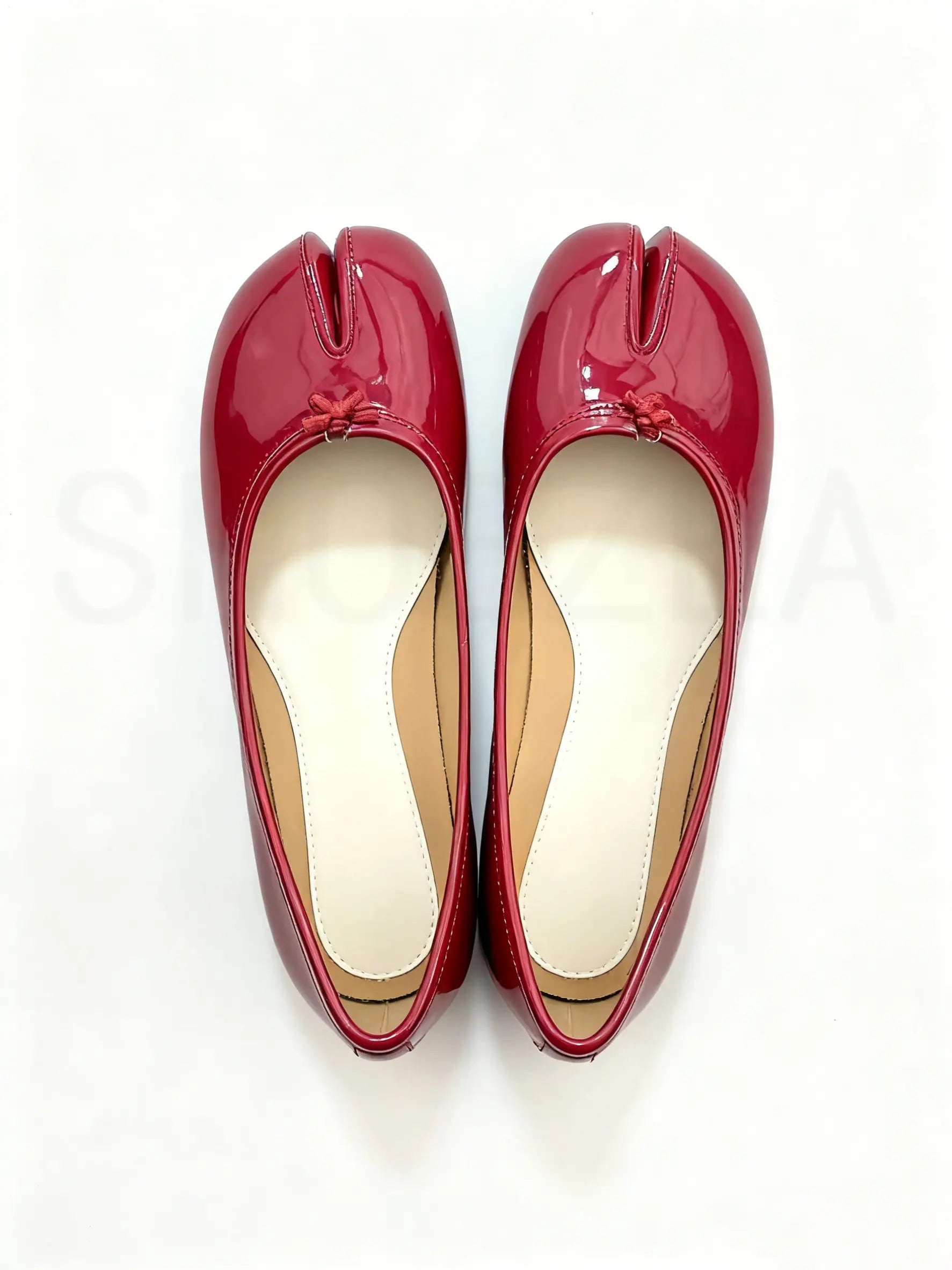 Shoezea Patent Leather Split-Toe Tabi Ballet Flats with Glossy Finish