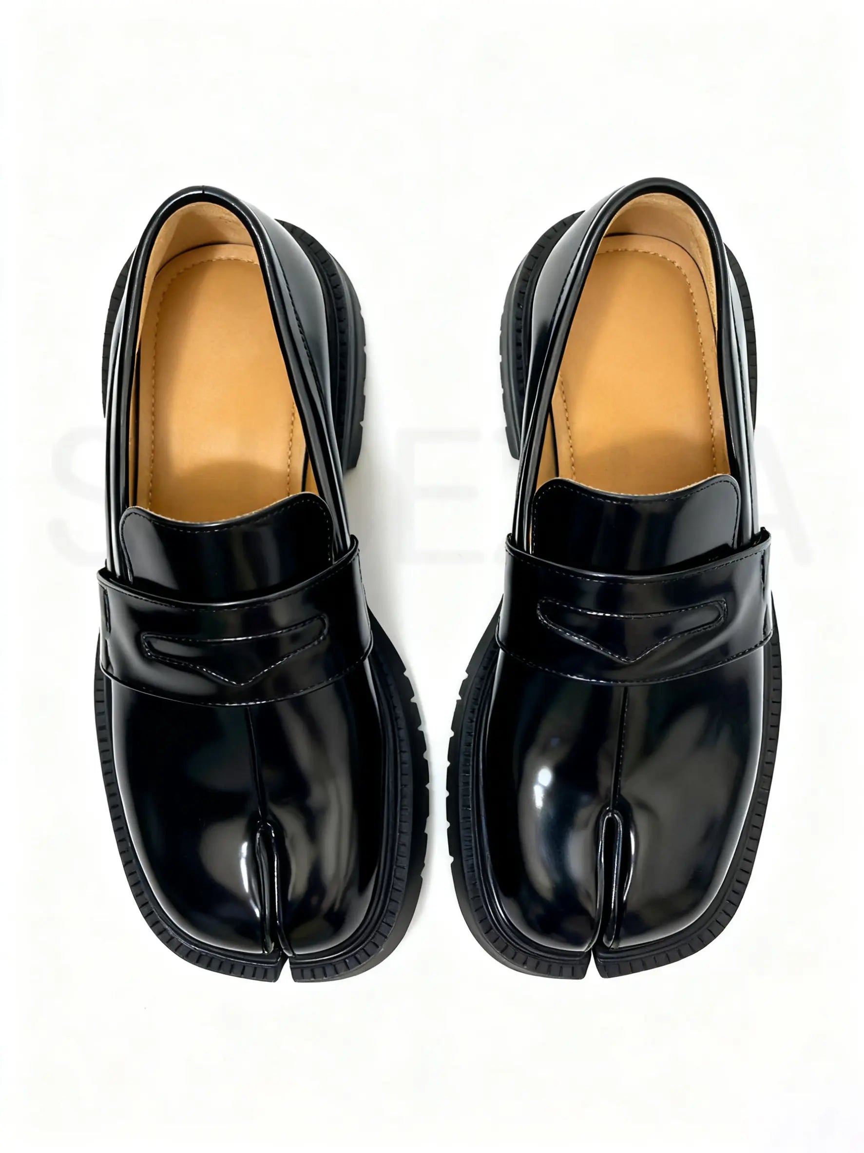 Shoezea Split-Toe Tabi Loafers with Chunky Block Heel