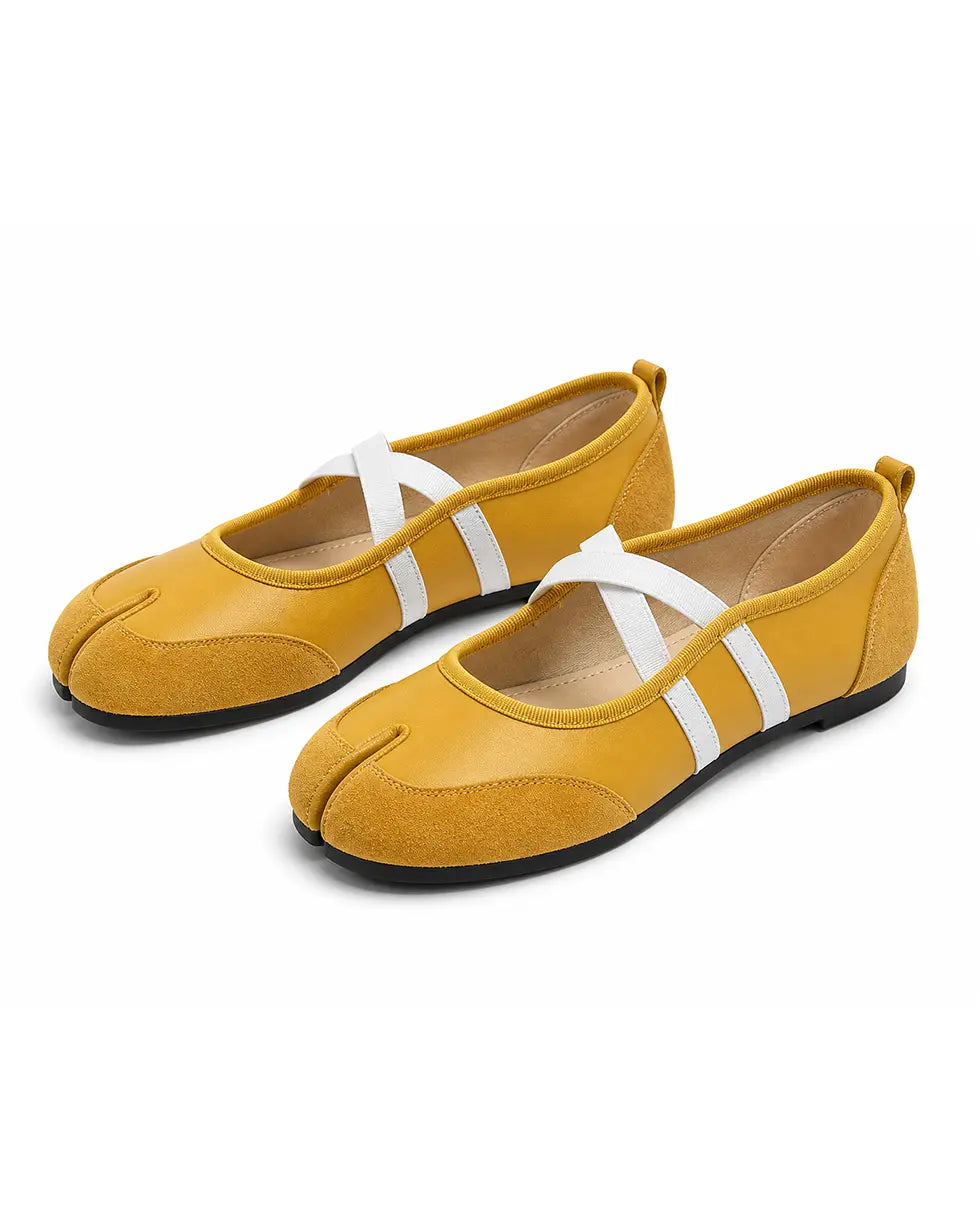 Shoezea Split-Toe Tabi Ballet Sneakers with Crisscross Straps