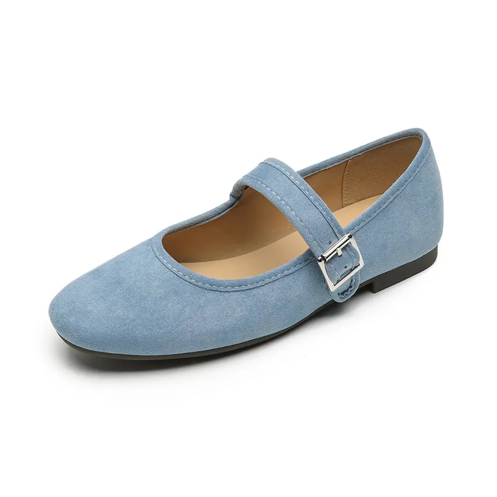 Shoezea French Mary Jane Ballet Flats – Soft Suede Round Toe Shoes