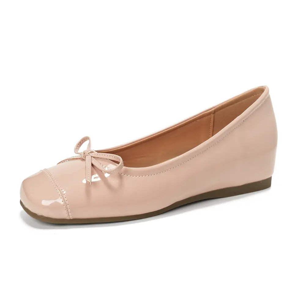 Shoezea Square Toe Ballet Flats – Women’s Hidden Heel Bow Flats