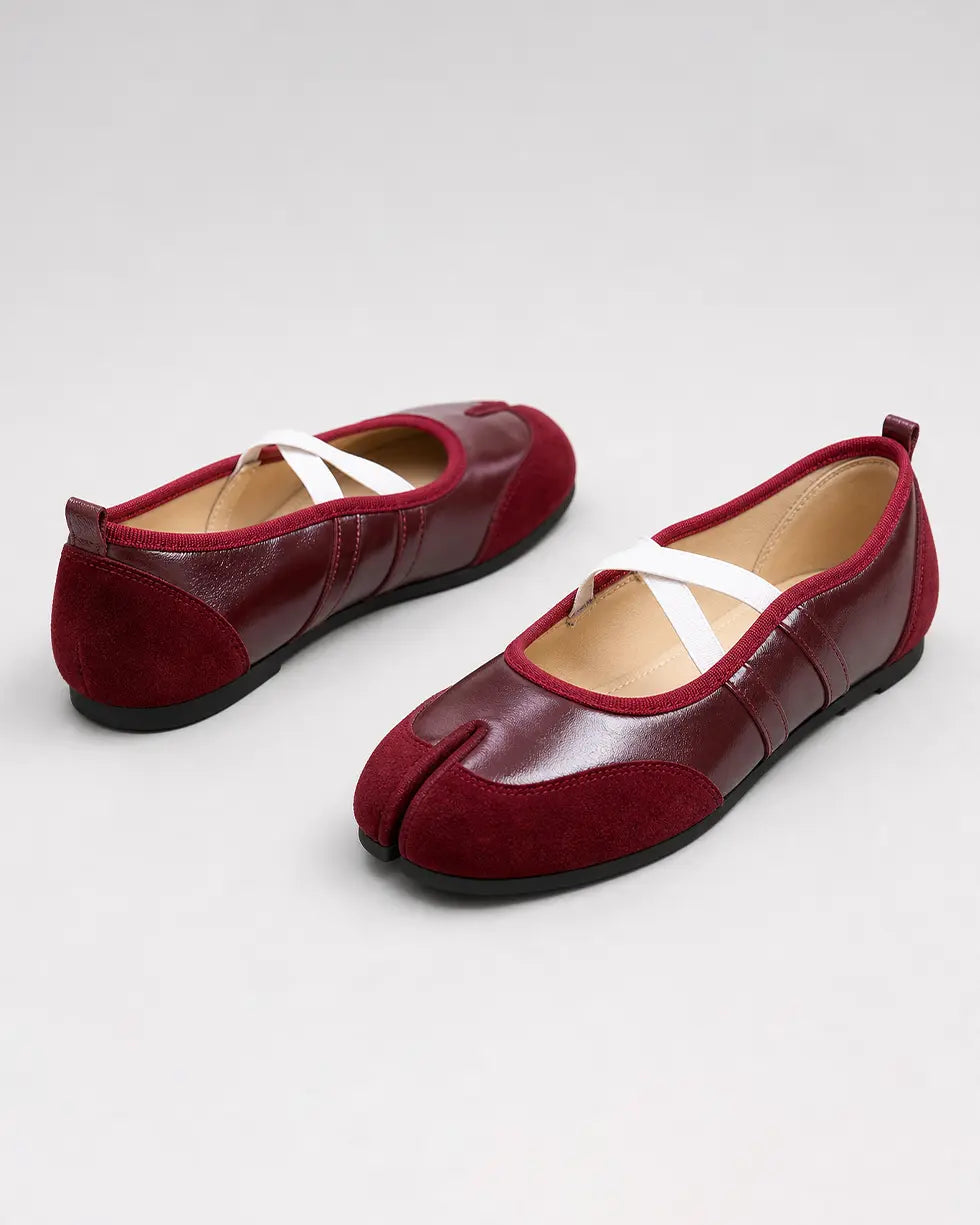 Shoezea Split-Toe Tabi Ballet Sneakers with Crisscross Straps