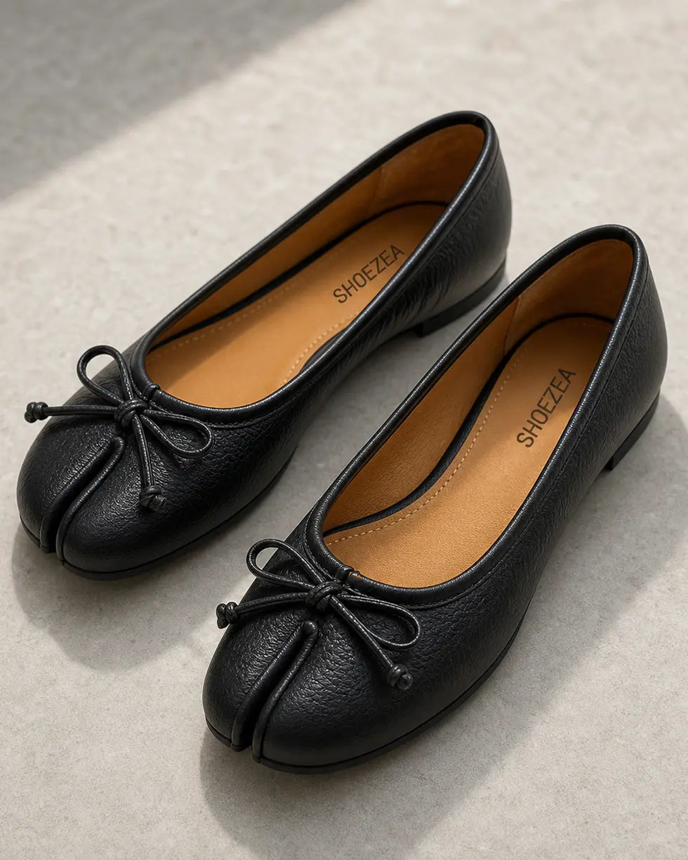 Shoezea Women’s Split-Toe Tabi Ballet Flats with Elegant Bow Detail