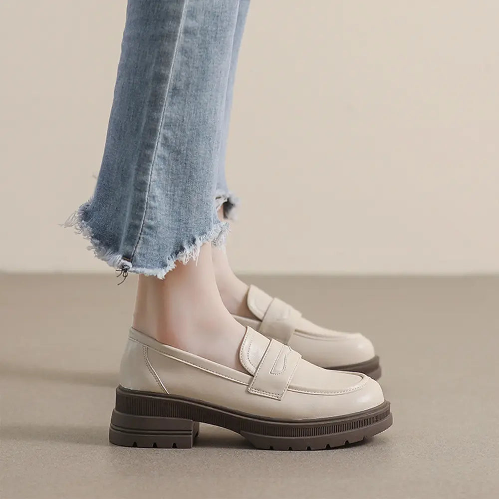 Shoezea Vintage Inspired Loafers – Soft Sole Block Heel Shoes for Women