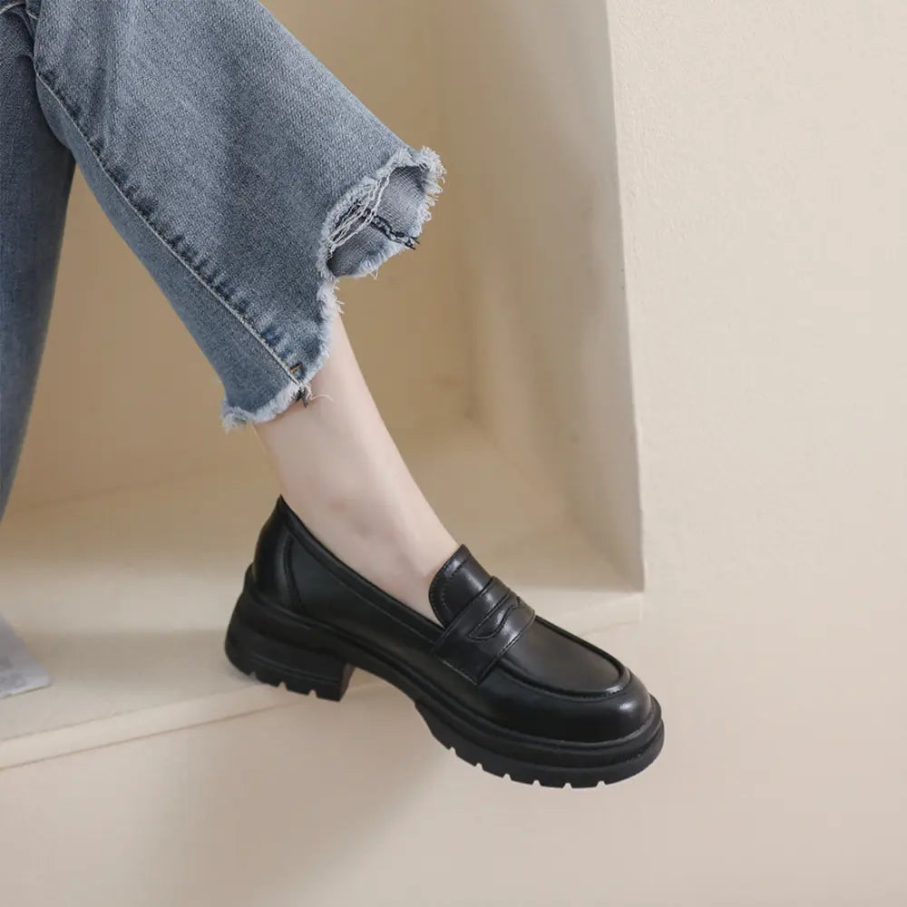 Shoezea Vintage Inspired Loafers – Soft Sole Block Heel Shoes for Women