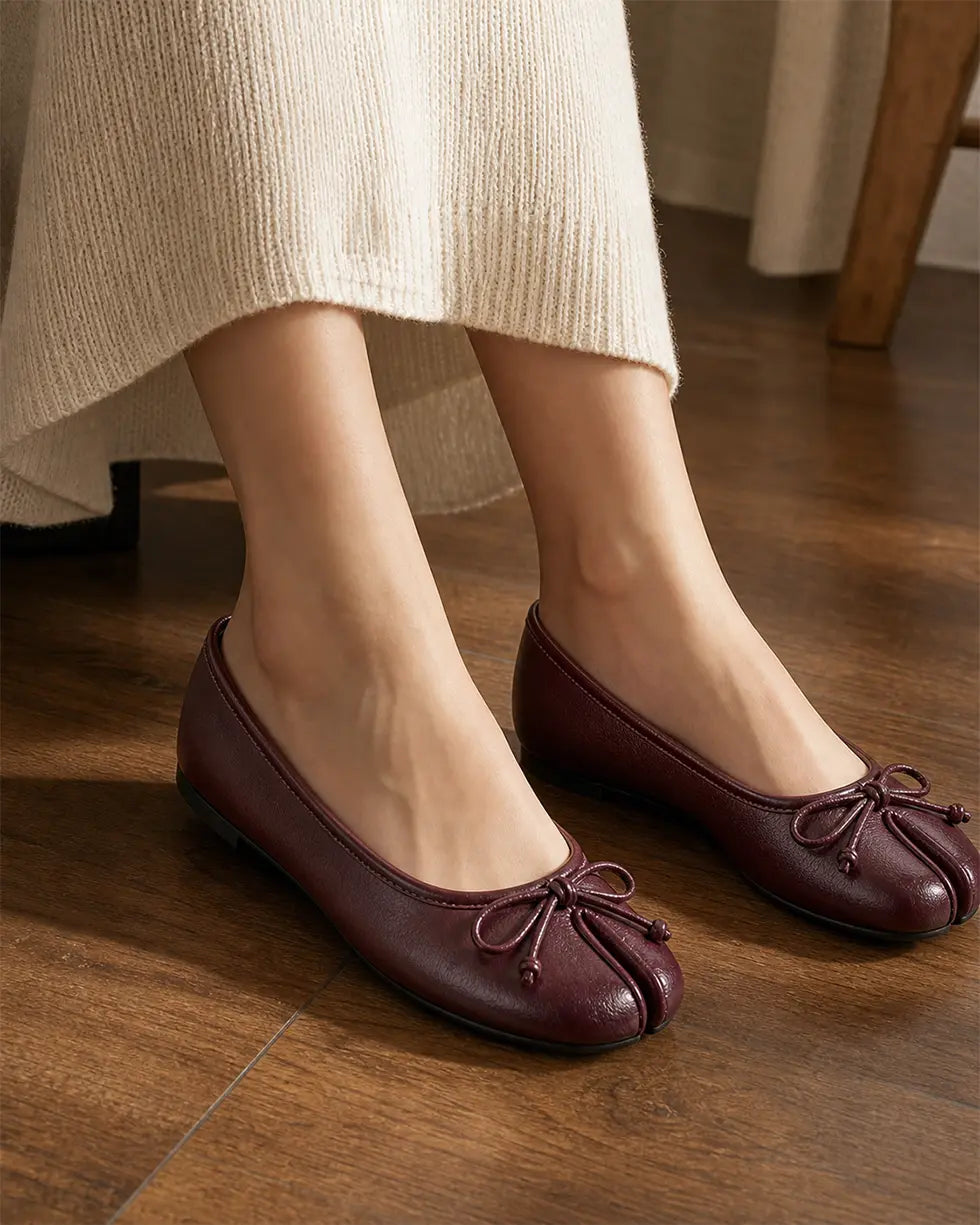 Shoezea Women’s Split-Toe Tabi Ballet Flats with Elegant Bow Detail