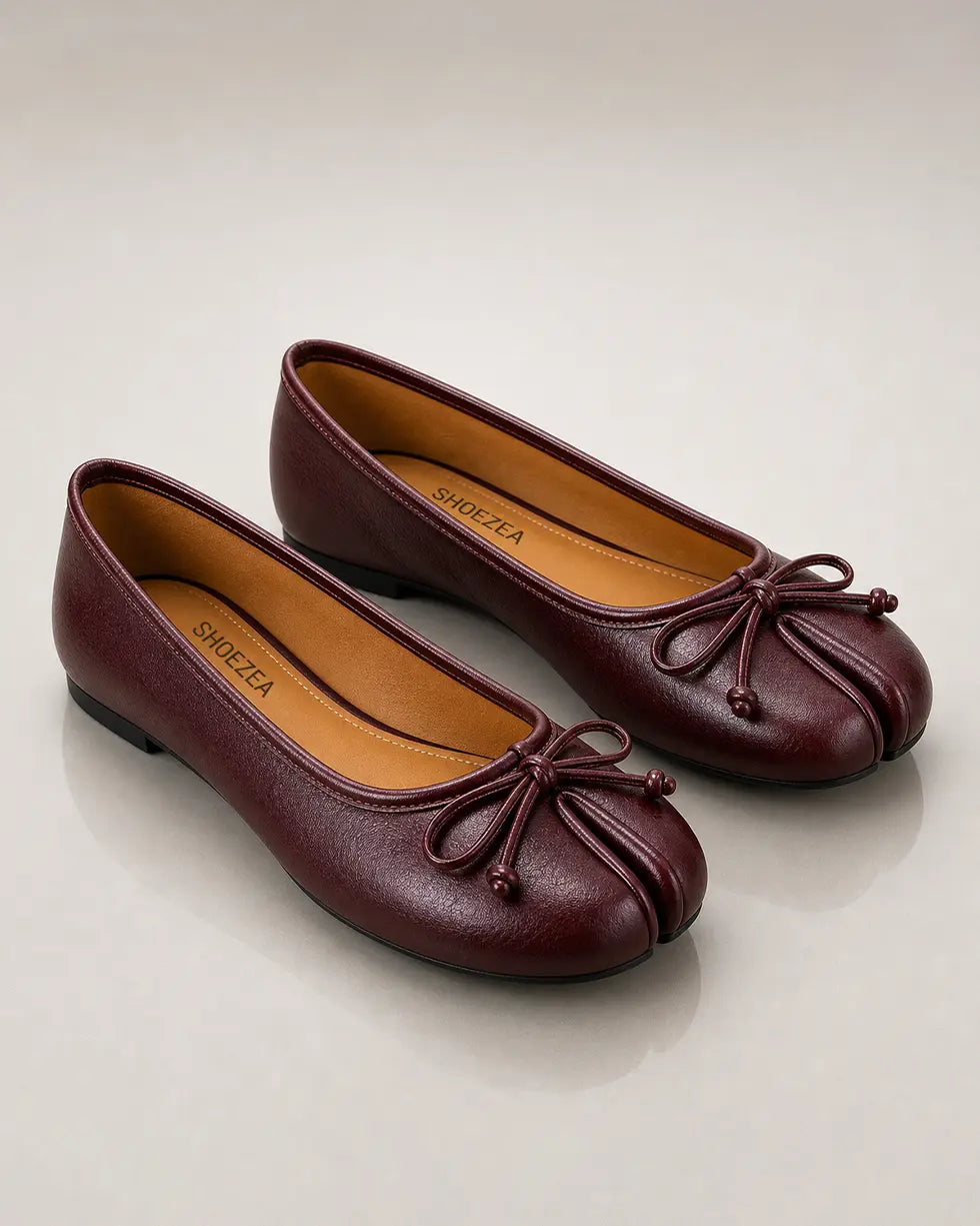 Shoezea Women’s Split-Toe Tabi Ballet Flats with Elegant Bow Detail