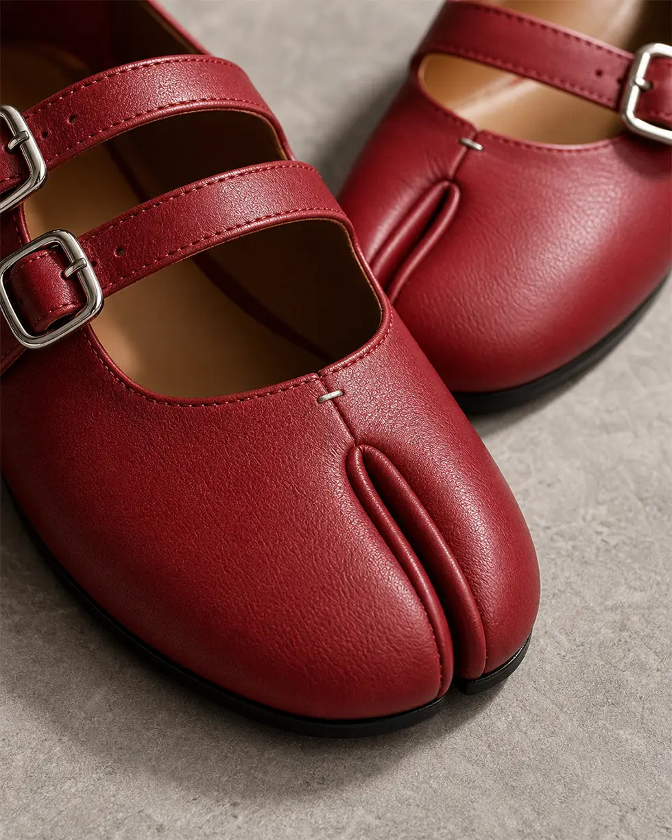 Shoezea Women’s Split-Toe Tabi Ballet Flats with Double Adjustable Straps