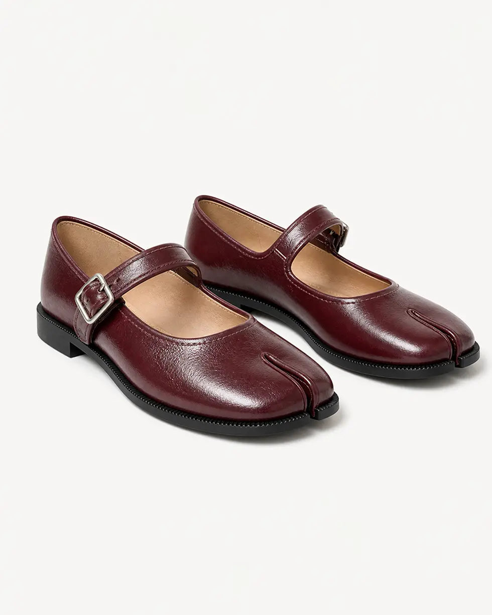 Shoezea Women’s Split-Toe Mary Jane Tabi Shoes with Adjustable Comfort Strap