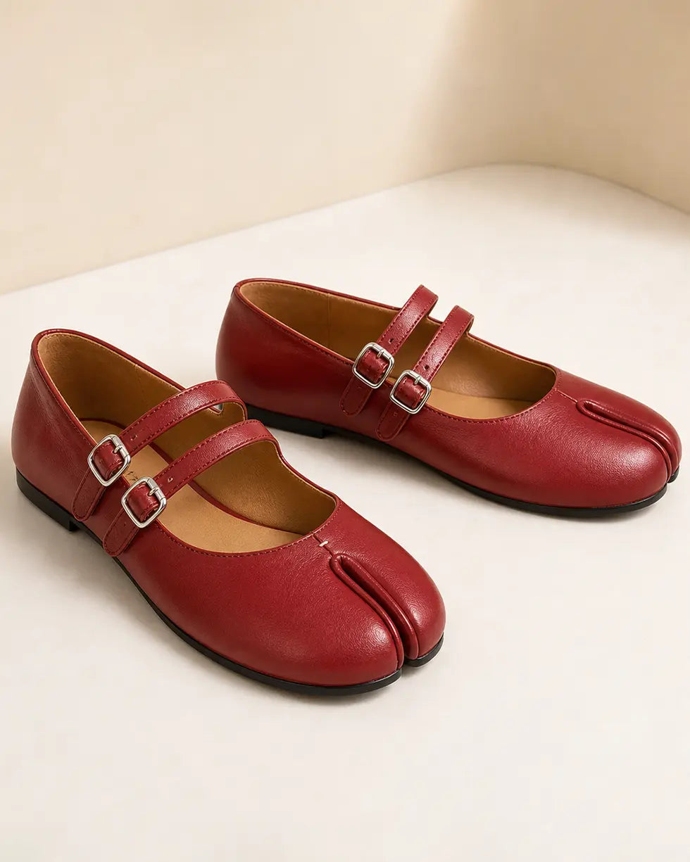 Shoezea Women’s Split-Toe Tabi Ballet Flats with Double Adjustable Straps