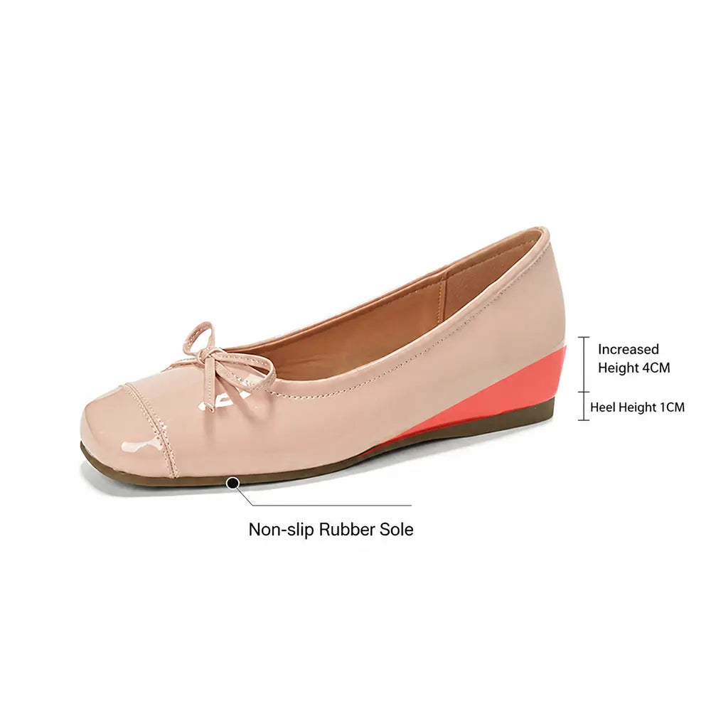 Shoezea Square Toe Ballet Flats – Women’s Hidden Heel Bow Flats