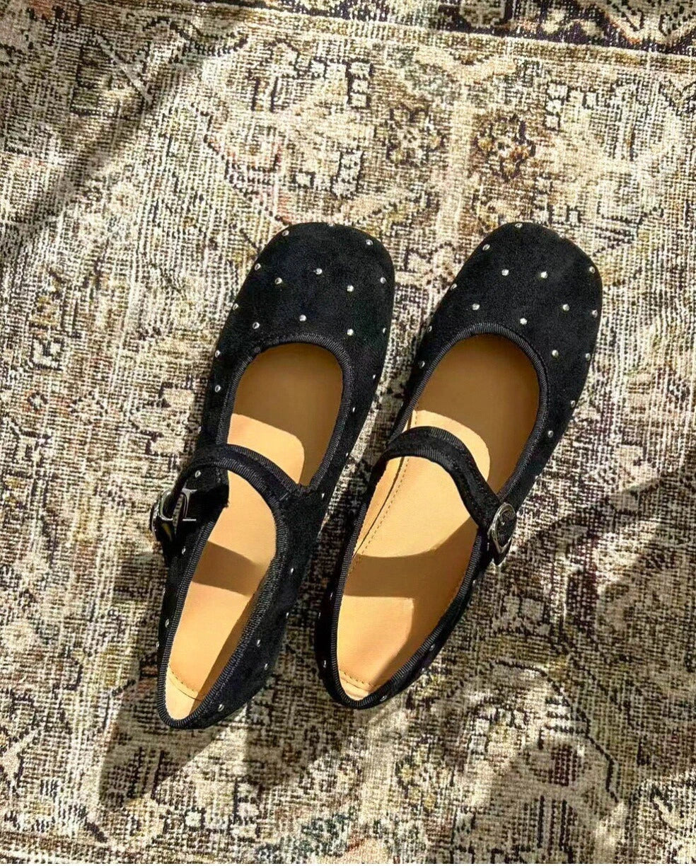 Studded Suede Mary Janes