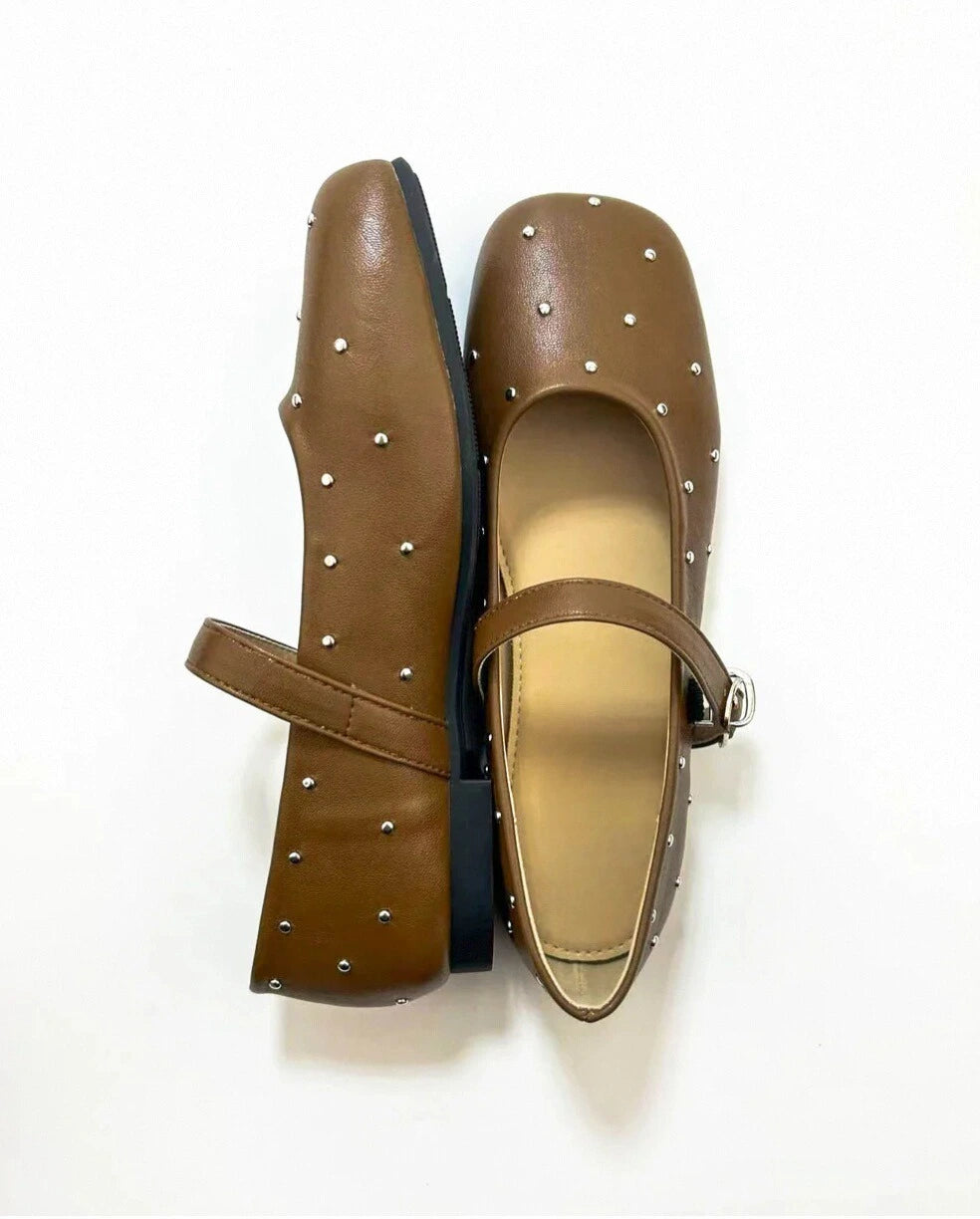 Studded Square Toe Mary Janes
