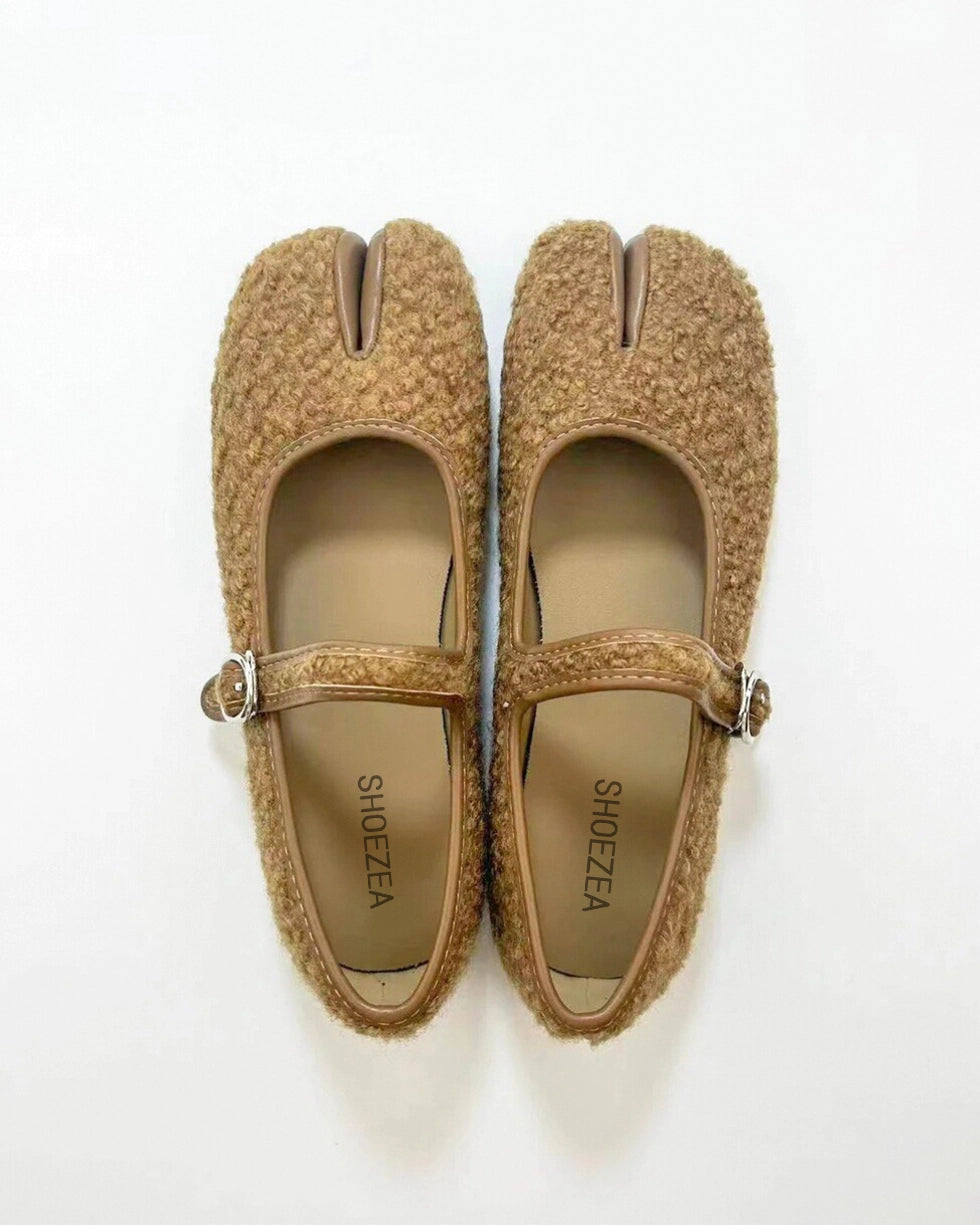 Faux Plush Tabi Mary Janes