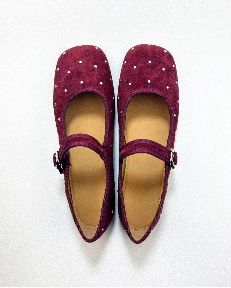 Studded Suede Mary Janes