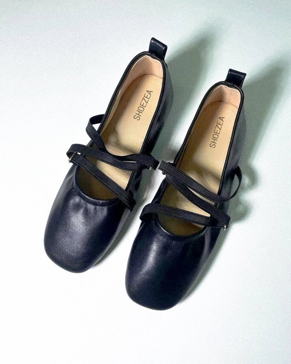 Cross Straps Foldable Ballerinas