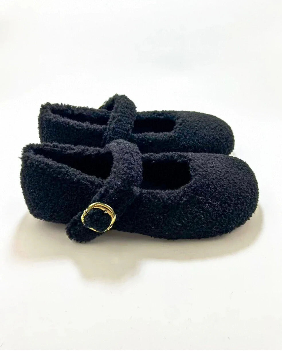 Faux Fur Mary Jane Flats