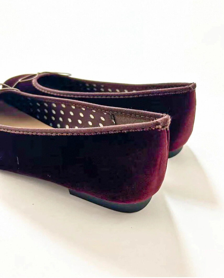 Suede Plain Toe Ballet Flats