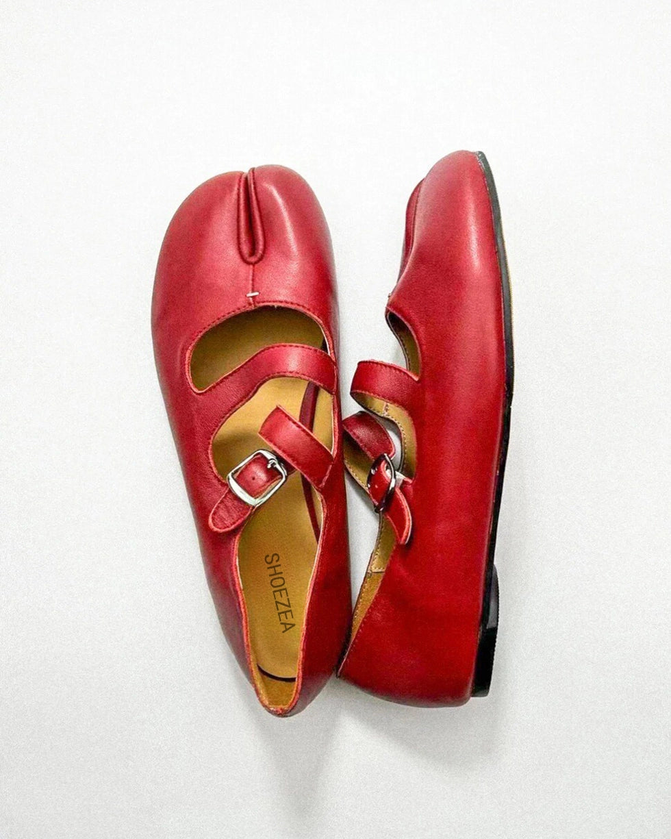 Double Straps Tabi Ballet Flats