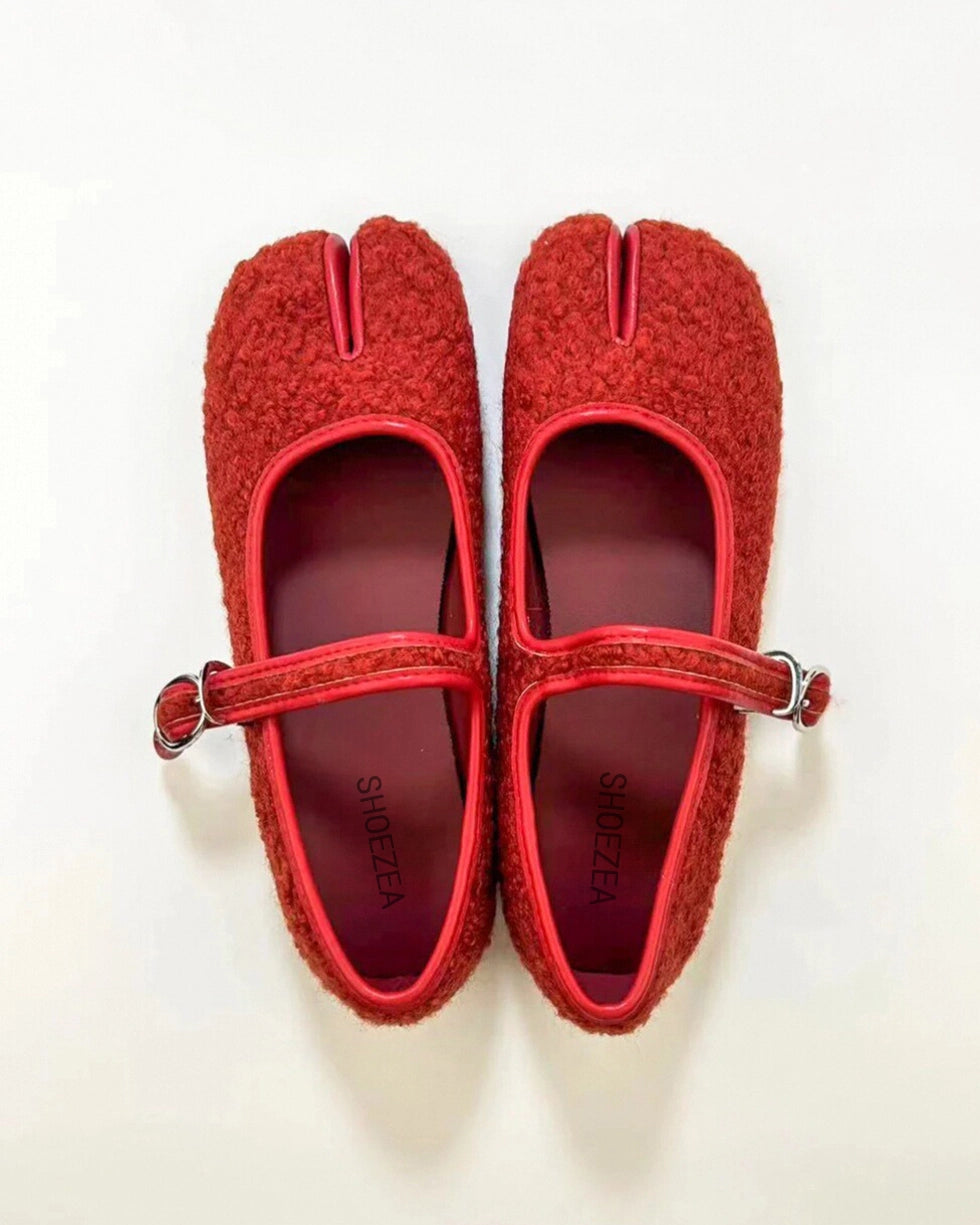 Faux Plush Tabi Mary Janes