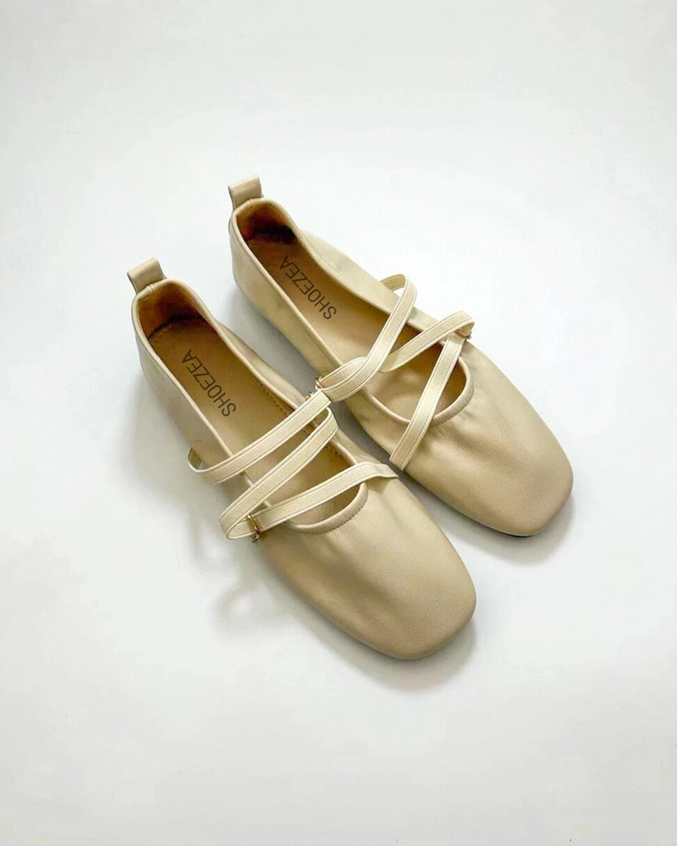 Cross Straps Foldable Ballerinas
