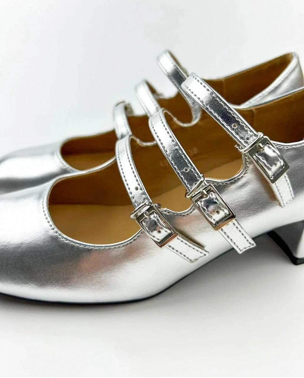 Three Buckle Heeled Mary Janes
