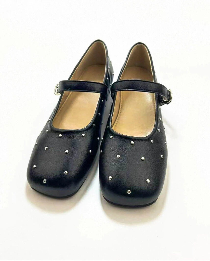 Studded Square Toe Mary Janes