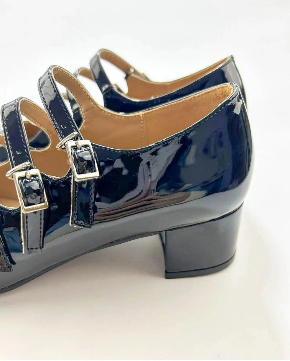 Three Buckle Heeled Mary Janes