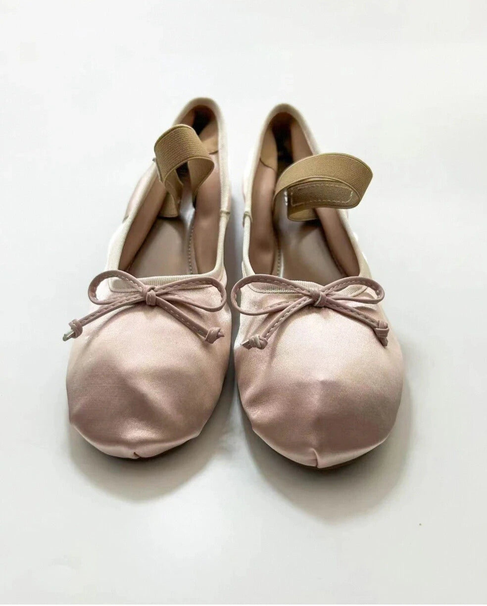 Satin Round Toe Ballerinas