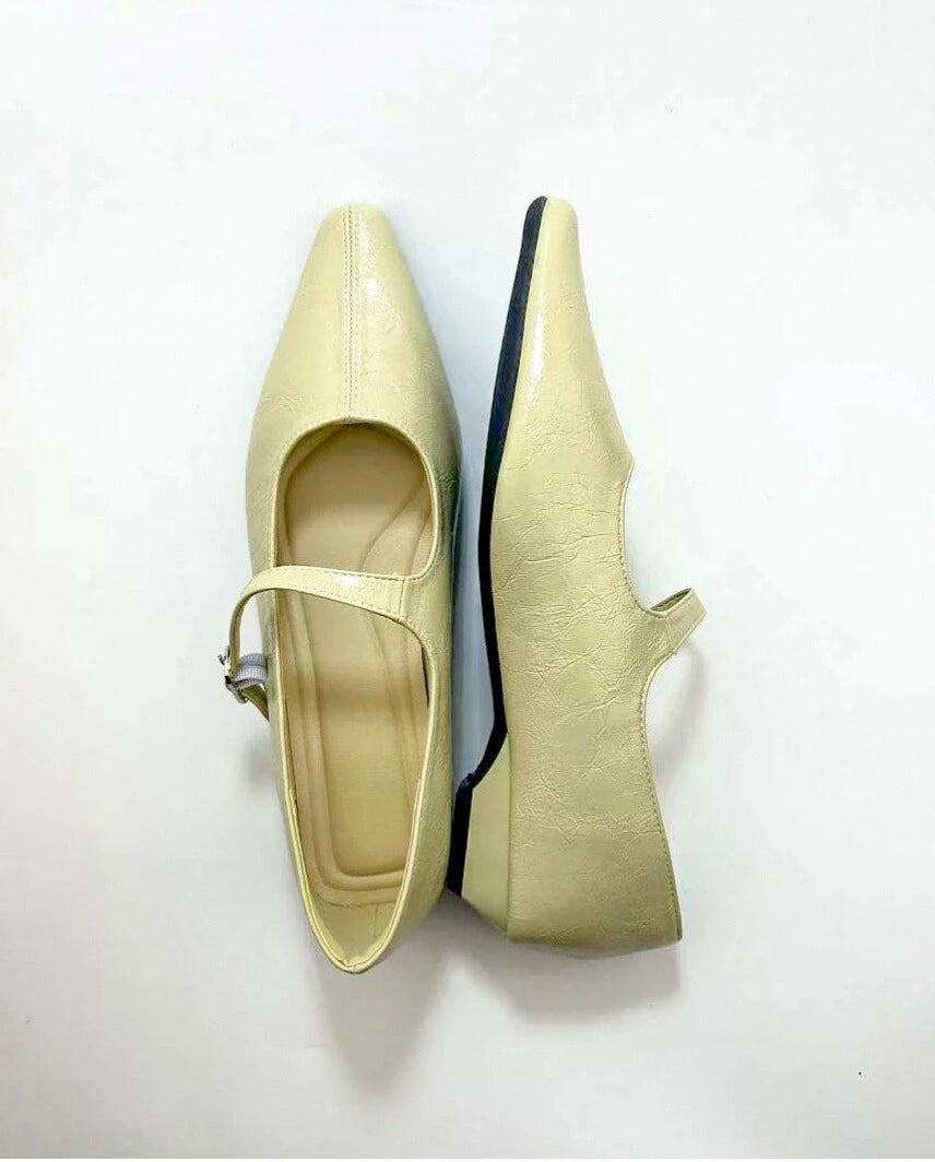 Point Toe Wedge Heel Mary Janes