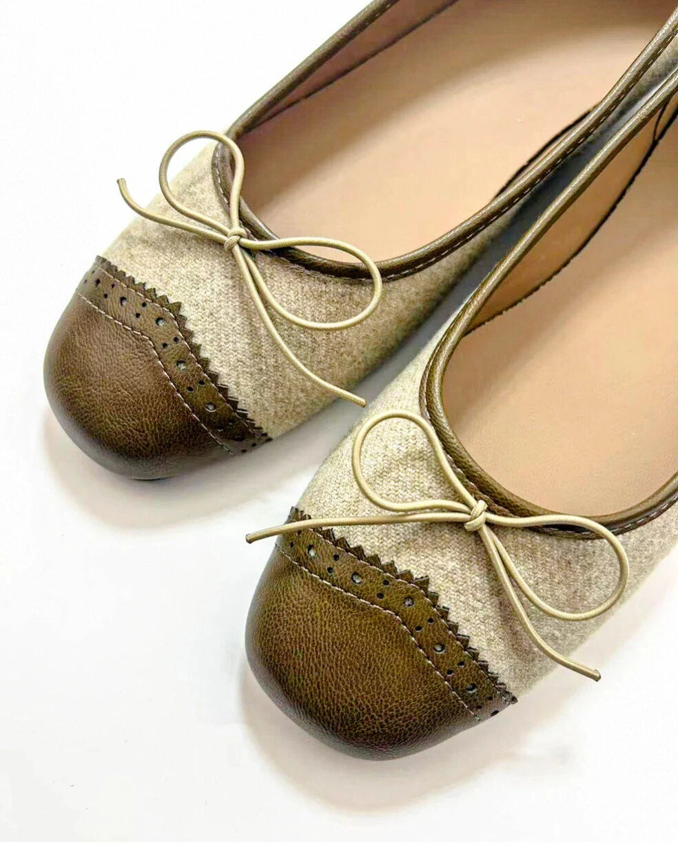 Color Block Round Toe Flats