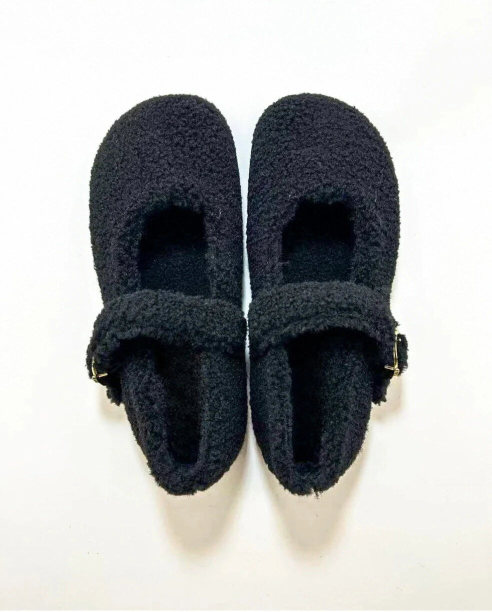 Faux Fur Mary Jane Flats