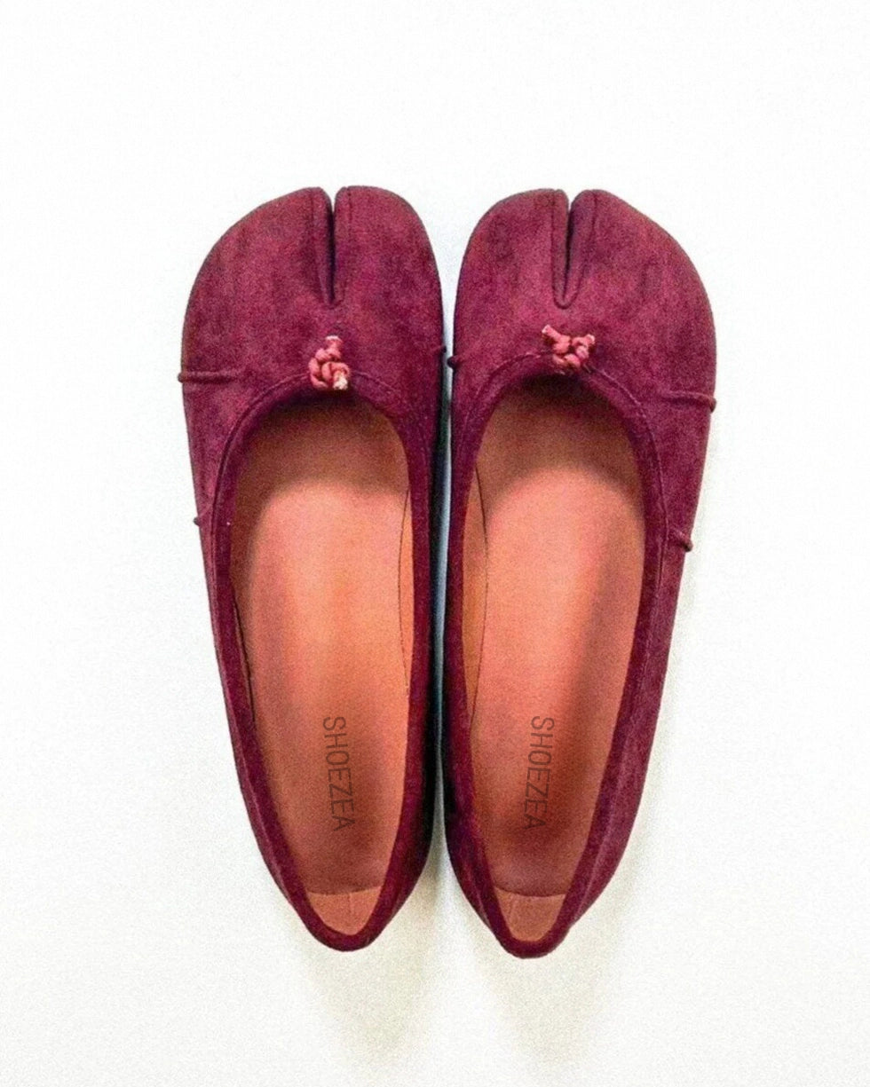 Suede Wrinkles Tabi Flats