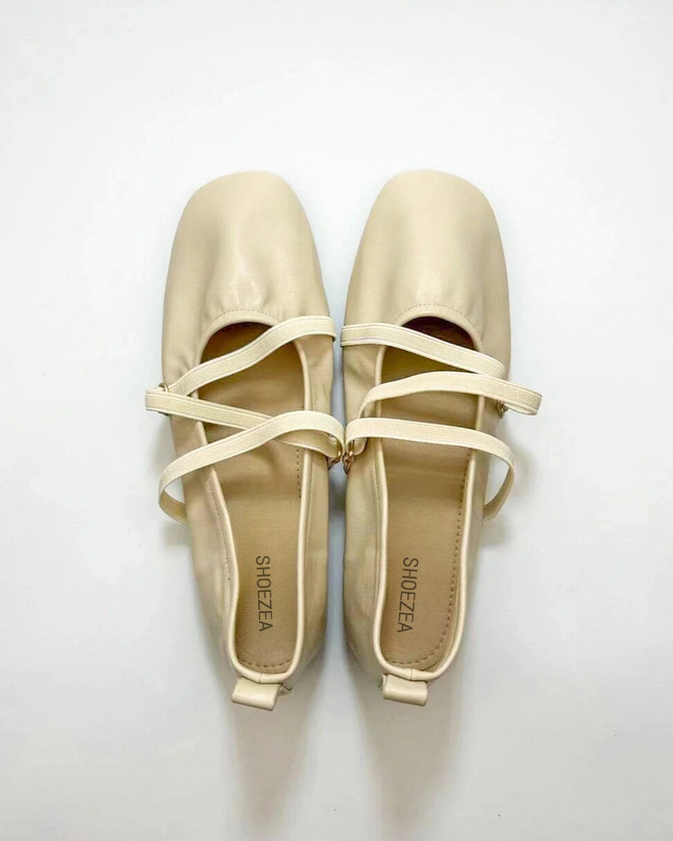 Cross Straps Foldable Ballerinas