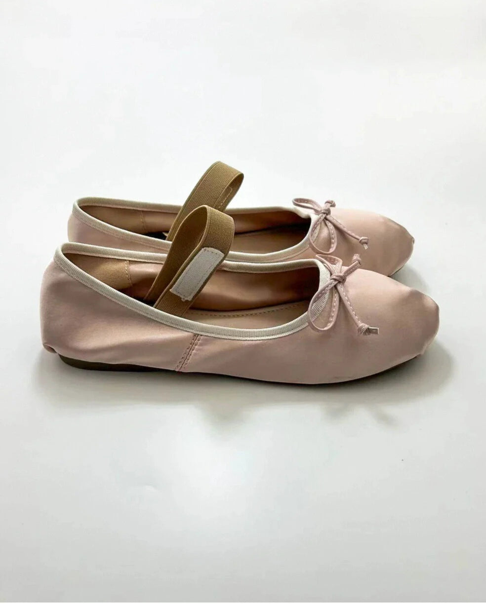 Satin Round Toe Ballerinas