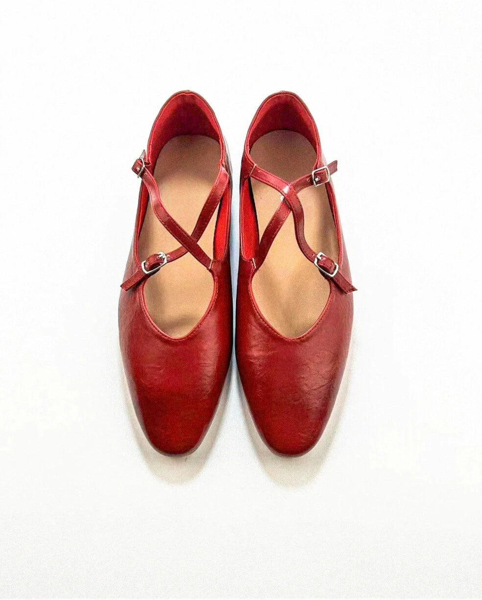 Cross Straps Point Toe Mary Janes