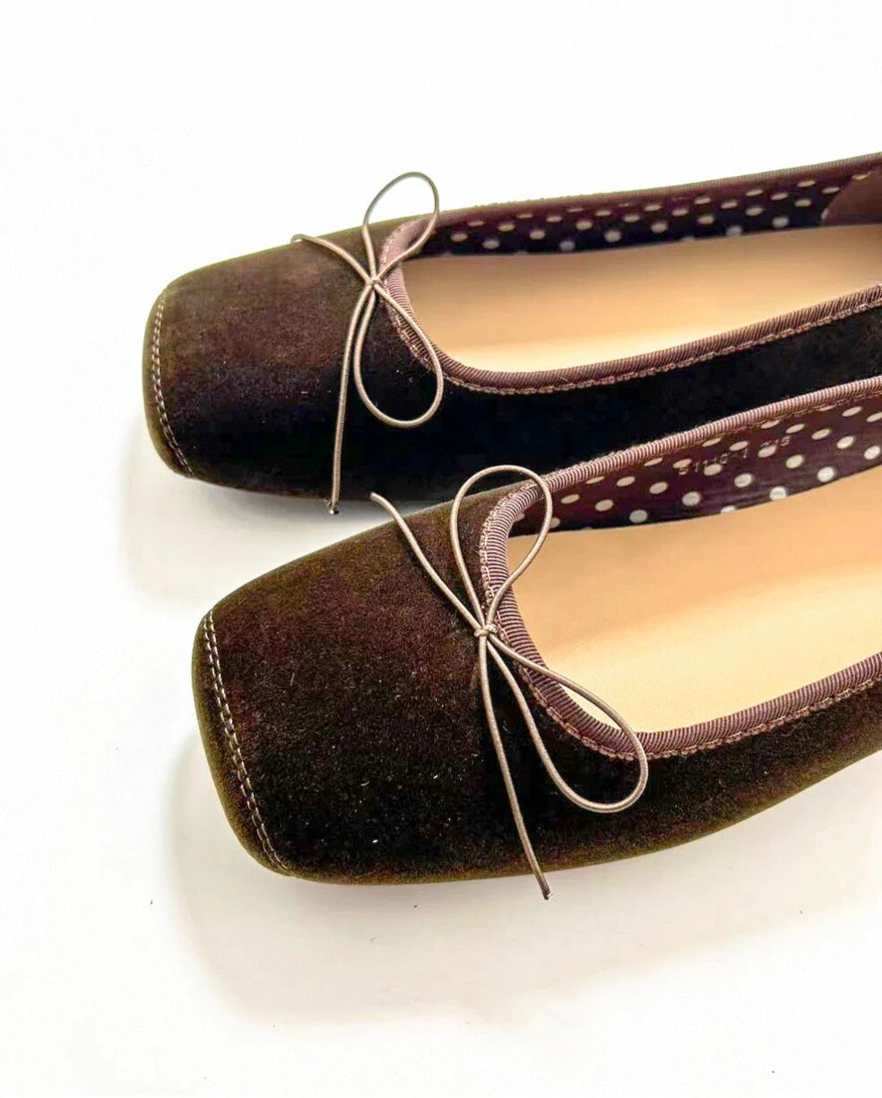 Suede Plain Toe Ballet Flats