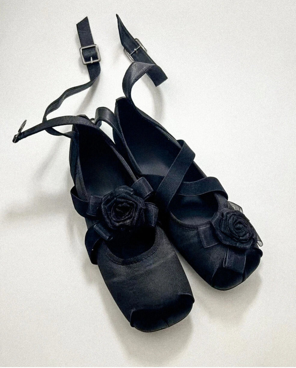 Asymmetrical Flower Ballet Flats