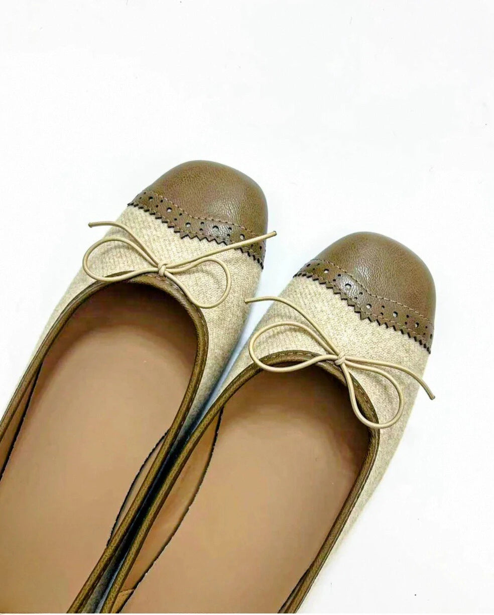 Color Block Round Toe Flats