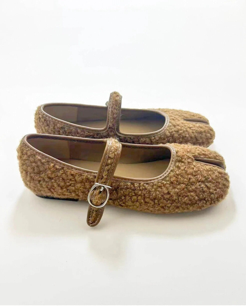 Faux Plush Tabi Mary Janes