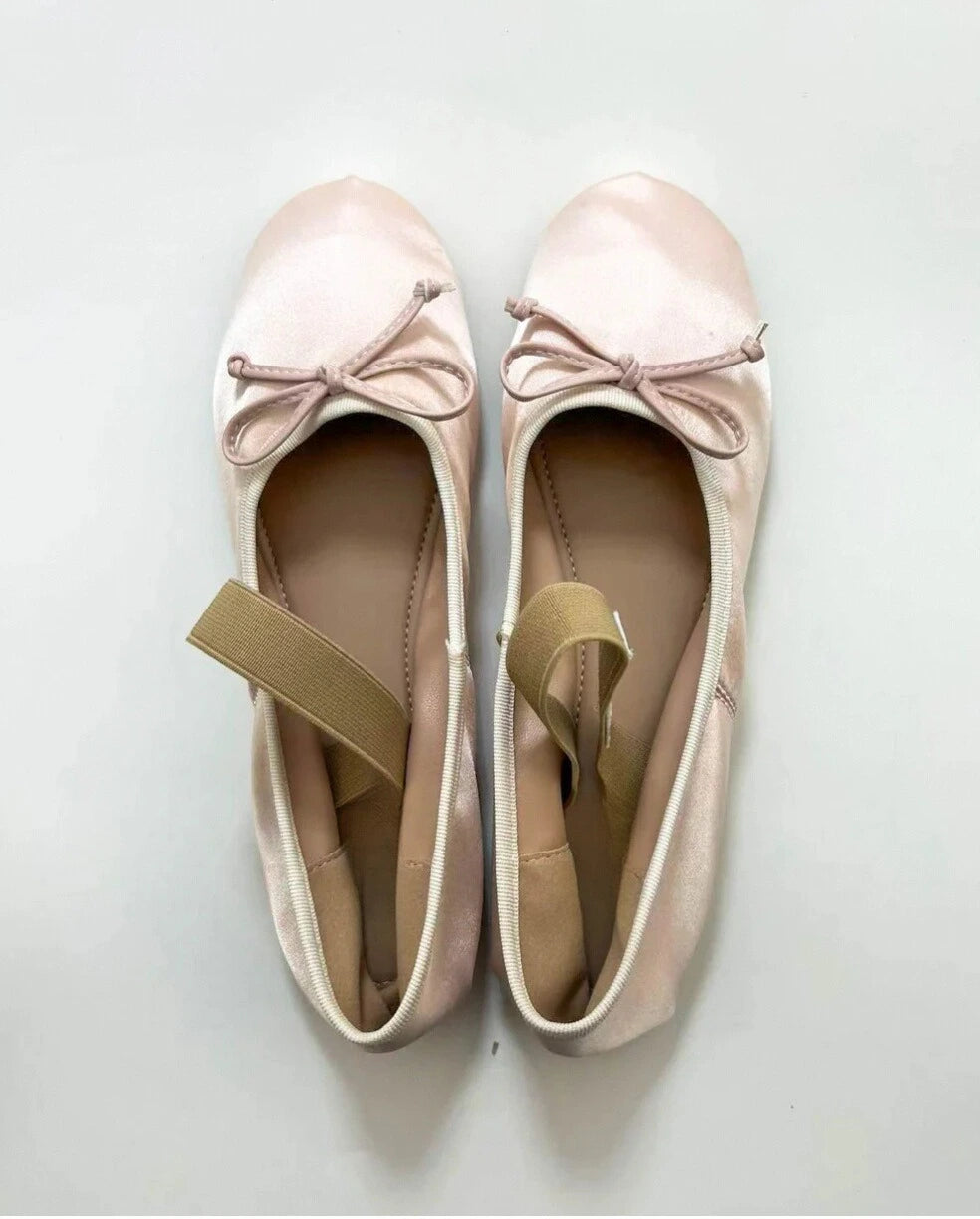 Satin Round Toe Ballerinas