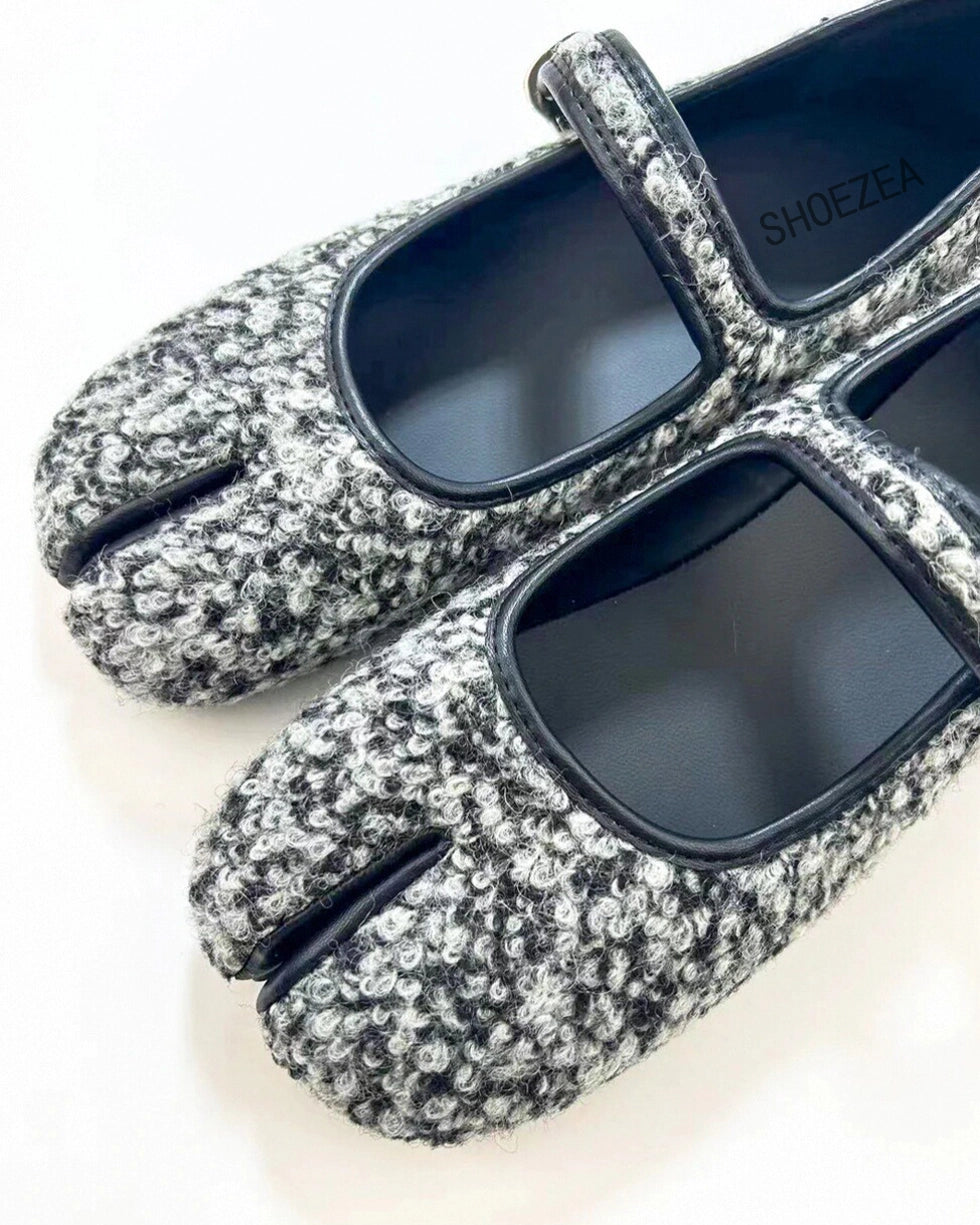 Faux Plush Tabi Mary Janes